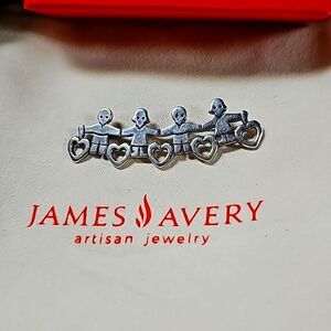 JAMES AVERY 925 Silver - Vintage Children Holding Hands Unity Brooch Pin- BP8442